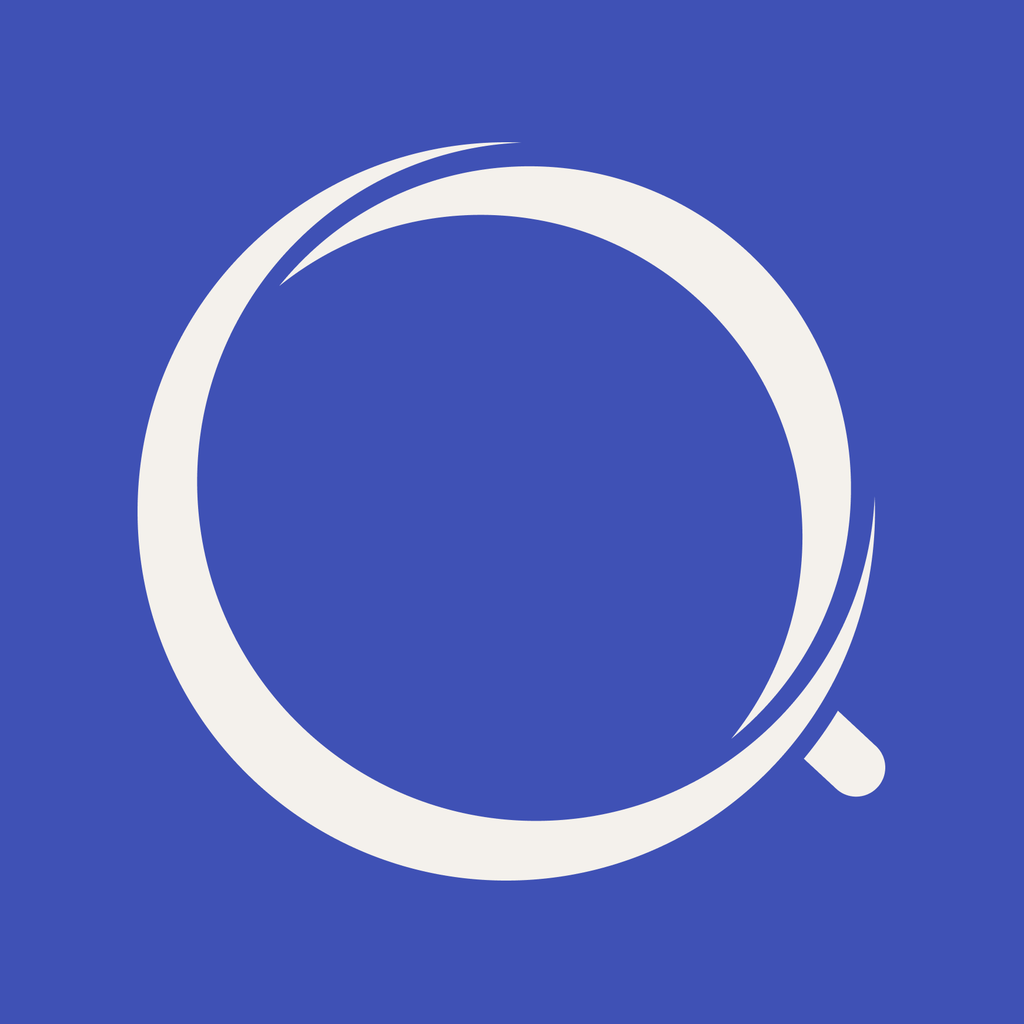 FastQuery app icon: a white Q on brand blue